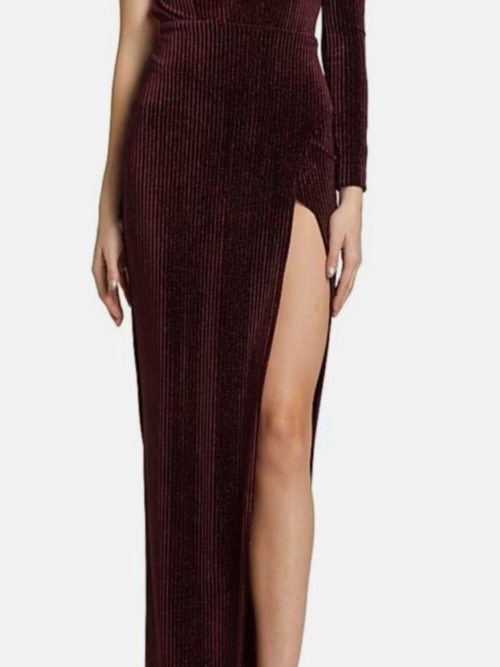 Michael Costello Collection Women Purple Sean Velvet One-Shoulder Dress Sz 2